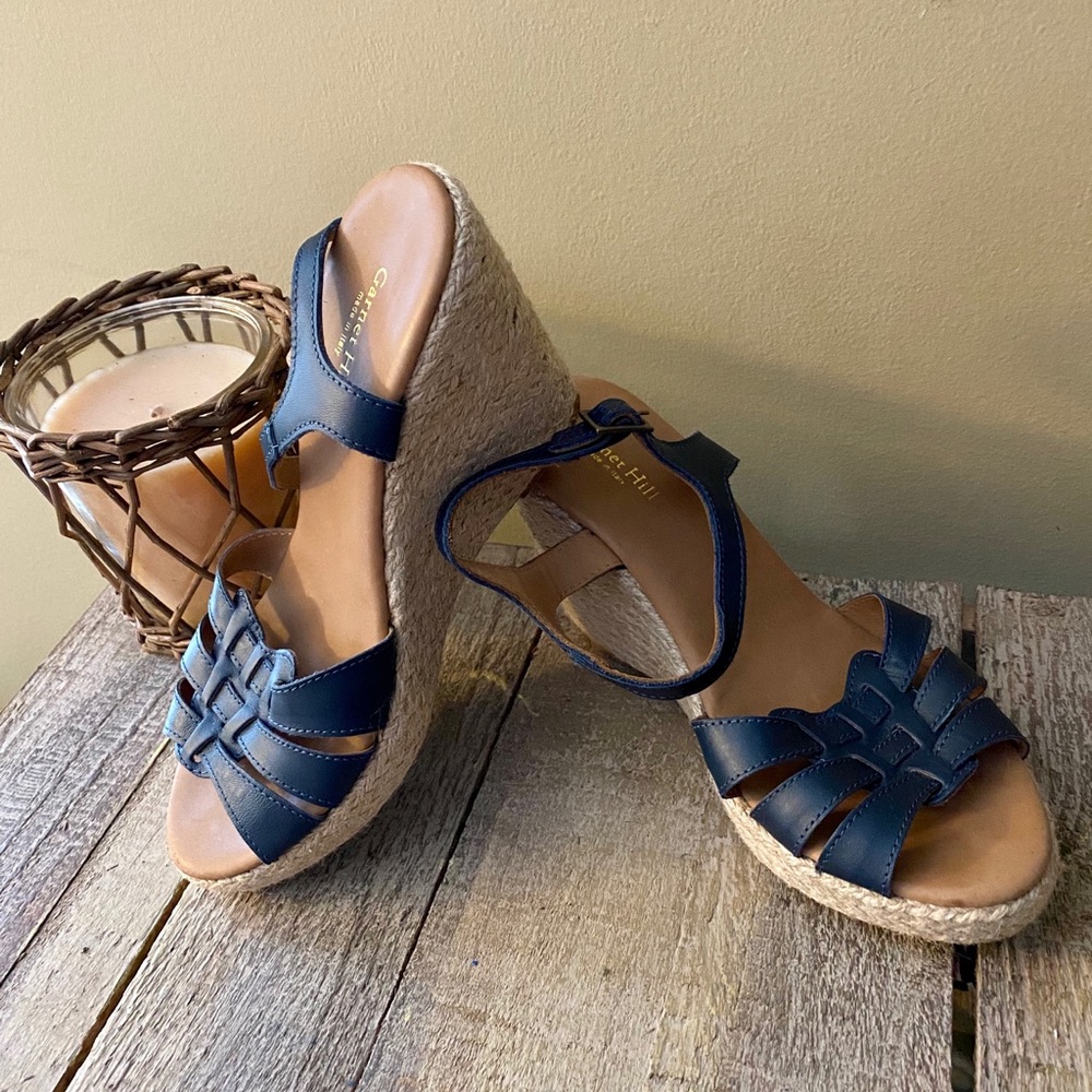 Garnet Hill Italian leather strappy wedge sandals
